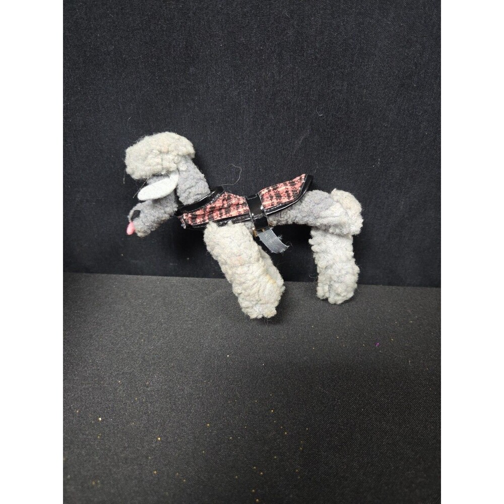Vtg 1964 Barbie Dog ’N Duds Mattel #1613 Grey Poodle Leash Plaid Harness Japan